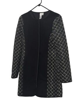 2B.Rych Pea Coat with Quilted Metallic-Thread Sleeves Women's Size 2 Black/Gold